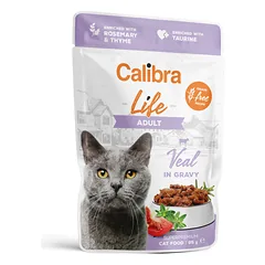 CALIBRA Cat Life pouch konservai maišeliuose suaugusioms katėms su veršiena padaže, 85g