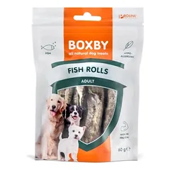Boxby Skanėstai šunims Fish Rolls žuvies lazdelės 60g