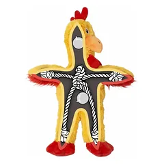KONG Knots Chicken – patvarus pliušinis žaislas šunims su vidine virve ir cypukais — 2 nuotrauka