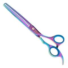 Geib Gold Rainbow Kiss Chunker - high-quality single-sided thinning shears with a rainbow finish, 21 teeth, Tęczowy / 7,5" — 4 nuotrauka