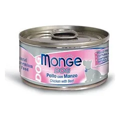 Monge Natural Superpremium Dog Chicken with Beef drėgnas maistas suaugusiems šunims, paštetas su gabaliukais, 95 g