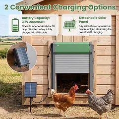 Automatinės vištidės durys, 4 veikimo režimai, 36,5 × 30 × 10 cm — 3 nuotrauka