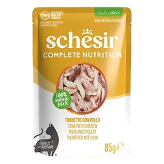 Schesir konservuotas maistas katėms, su vištiena ir tunu, 85g