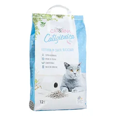Cat&Rina Katės Higieninis Popierinis Kraikas 12L - biologiškai skaidomas kraikas katėms ir graužikams, pagamintas iš popieriaus