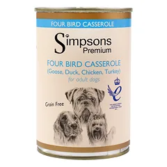 Simpsons Premium Four Bird Casserole - wet food for dogs, with poultry and vegetables, grain-free, 12x 400g — 2 nuotrauka