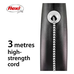 FLEXI pavadėlis šuniui Back Design XS virvinis 3m, juodas — 4 nuotrauka