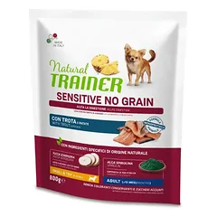 NATURAL TRAINER ADULT DOG SENSITIVE NO GRAIN Mini TROUT upėtakis 800g
