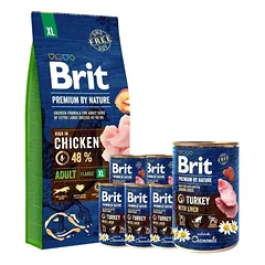 BRIT Premium By Nature Adult XL 15kg + Brit Turkey With Liver 6x400g