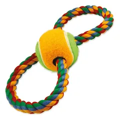 Dog Fantasy Figure Of 8 Rope & Tennis Ball medvilninis žaislas šunims su teniso kamuoliuku, 25 cm