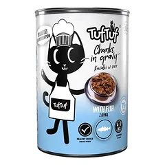 TufTuf Nassfutter für Katzen – Stücke in Sauce Dose 415 g