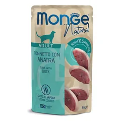 Monge Natural kons. pašaras suaugusioms katėms tuno kąsneliai su antiena želėje 80g