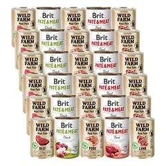 BRIT PATE & MEAT + WILD FARM Pate skonių mišinys 30x400g