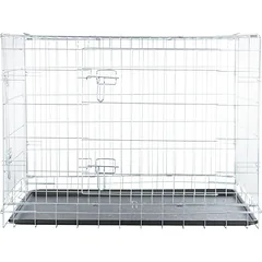 Trixie Transport Crate sulankstomas metalinis narvas šunims su dvigubomis durimis ir padėklu, 93x69x62 cm — 3 nuotrauka
