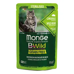 Monge BWild Sterilised konservai katėms su šerniena, 85 g