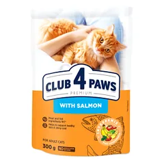 CLUB 4 PAWS Premium Visavertis pašaras suaugusioms katėms su lašiša, 0,3 kg