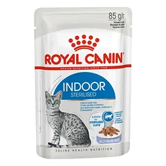 Indoor sterilized (želė) drėgnas pašaras kambarinėms sterilizuotoms katėms Royal Canin (gabaliukai želėje)