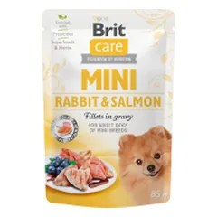 Brit Care Mini Rabbit&Salmon fillets in gravy drėgnas išrankiems, maistas mažų veislių šunims, 85 g