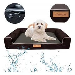 DOGESTE L dydžio vandeniui atsparus šuns guolis-sofa su nemokamu personalizuotu užrašu, 82 × 50 cm