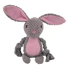 HAP žaislas šunims su virve, triušis, pilkas/rožinis,24cm — 3 nuotrauka