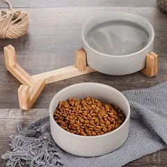 Dvigubas keraminis dubenėlių rinkinys šunims ir katėms Mersjo Gerda 2x400ml — 3 nuotrauka
