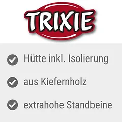 Trixie Natura ekonomiškas rinkinys: šunų būda Classic su plokščiu stogu ir izoliacija, Dydis M - L: B 104 x T 68 x H 72 cm, pilka — 2 nuotrauka