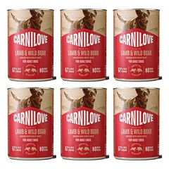 CARNILOVE Dog Can Lamb and Wildboar 6x400g paštetas su aviena ir šerniena suaugusiems šunims