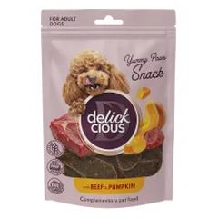 DELICKCIOUS™ oru džiovinti užkandžiai šunims su jautiena ir moliūgais, 80 g