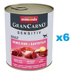 ANIMONDA Grancarno Sensitive jautiena su bulvėmis 6x800 g