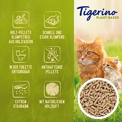 Tigerino Plant-Based medžio granulių kraikas katėms – natūralus medžio kvapas, be kvapiklių, 8 l (4 kg) — 2 nuotrauka