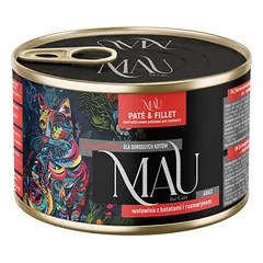 MAU „Filet Mix“ skonių rinkinys: jautiena, kalakutiena ir raudonasis ešerys, 12 x 185 g drėgnas kačių maistas