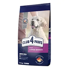 CLUB 4 PAWS PREMIUM DIDELIŲ VEISLĖMS. PILNAVERTIS SAUSAS PAŠARAS SUAUGUSIEMS ŠUNIMS 14kg.
