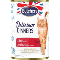 BUTCHER'S Delicious Dinners, kačių ėdalas, jautienos želė gabalėliai, 400g