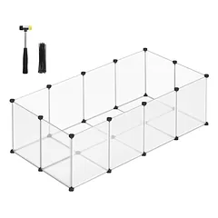 Modulinis aptvaras smulkiems gyvūnams, skaidrus ir juodas, 143 × 73 × 46 cm
