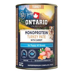 Ontario Puppy Monoprotein paštetas su kalakutiena ir morkomis, drėgnas maistas šuniukams 400 g — 2 nuotrauka