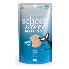 Schesir Silver putėsiai vyresnio amžiaus katėms su vištiena, 80g