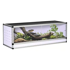 Aliuminio tinklinis terariumas ropliams, varliagyviams ir voragyviams, 120 x 40 x 40 cm, baltas, sidabrinis ir juodas