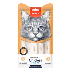 Wanpy Creamy Treats skanėstai katėms su vištiena ir krabais, 70 g