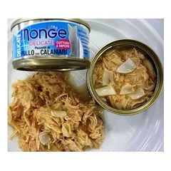 Monge Delicate Chicken With Squid konservai katėms su vištiena ir kalmarais savo sultyse, 80 g — 2 nuotrauka