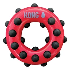 KONG Dotz didelis patvarus žaislas ratas šunims, 16 cm, raudonas