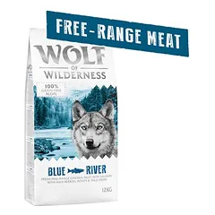 Wolf of Wilderness Adult "Blue River" – laisvai auginta vištiena ir lašiša, sausas maistas šunims