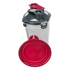 Trixie Food And Water Container kelioninis buteliukas su dviem skyriais ir dubenėliais, 2 x 0.35 l, ø11 x 23 cm — 3 nuotrauka