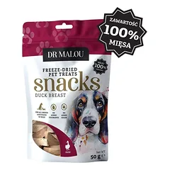 DR MALOU Mėsos kubeliai iš 100 % liofilizuotos anties krūtinėlės, 2 x 50 g, skanėstai šunims