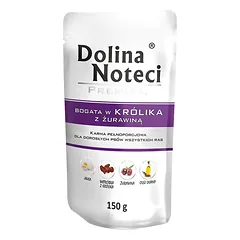 DOLINA NOTECI Premium 10 x 150 g – šlapias pašaras su triušiena ir spanguolėmis šunims