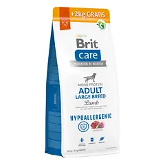 BRIT CARE HP Adult LB Lamb&Rice sausas maistas šunims su ėriena ir ryžiais 12kg +2 kg