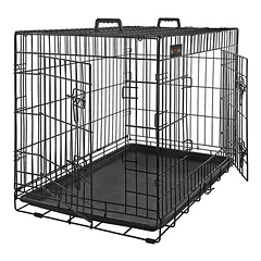 Metalinis dviejų durų narvas šuniui 122 x 74,5 x 80,5 cm, juodos spalvos