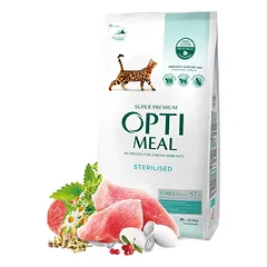 OPTIMEAL sausas maistas sterilizuotoms katėms su kalakutiena 1.5 kg — 2 nuotrauka
