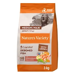 Nature's Variety No Grain Med/Maxi Adult sausas maistas vidutinių ir didelių veislių šunims su lašiša, 3 kg