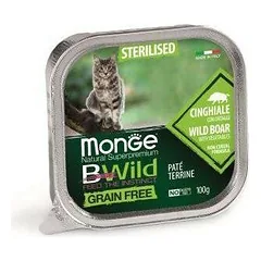 Monge Bwild Cat Sterilised Wild Boar With Vegetable konservai sterilizuotoms katėms su šerniena ir daržovėmis, 100 g