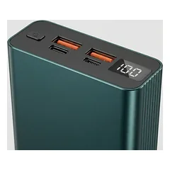 Aliuminis nešiojamasis įkroviklis, 20000 mAh, 22,5 W, 20000 mAh, žalios spalvos — 4 nuotrauka