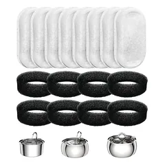 LovuPet Set mit 8 Ersatzfiltern aus Stahl für Katzenbrunnen